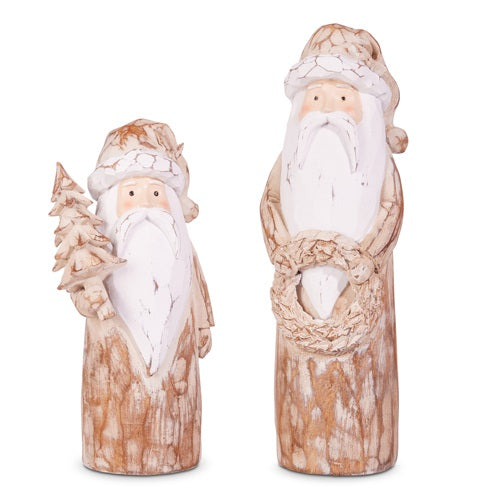 Natural Distressed Carved Santa