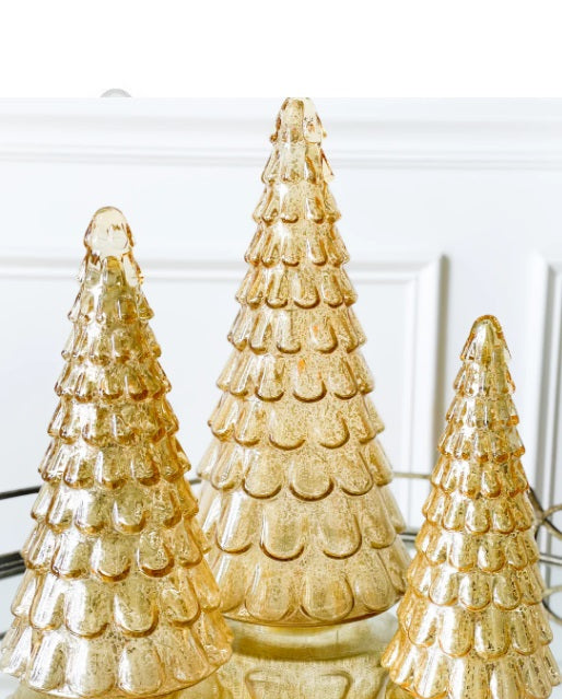 10in Gold LED Mercury Glass Tree