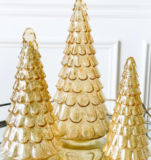 13in Gold LED Mercury Glass Tree