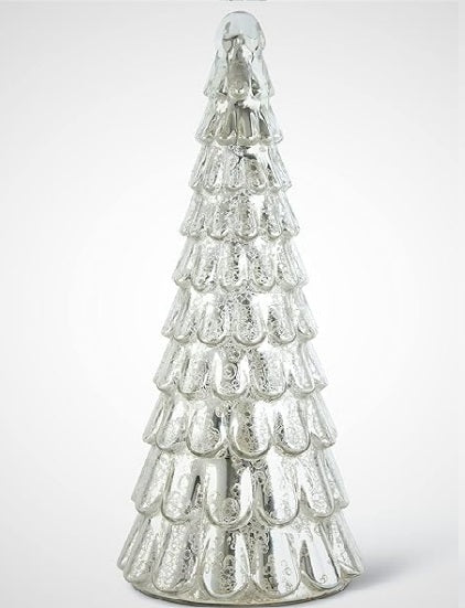 16.75in Silver LED Mercury Glass Tree