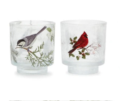 Holiday Tweet Frosted Cachepot Tealight Candleholder