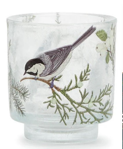 Holiday Tweet Frosted Cachepot Tealight Candleholder