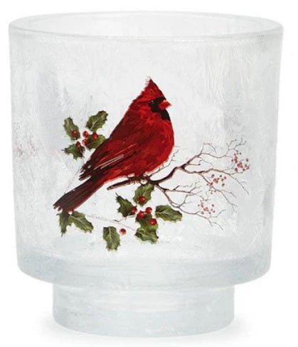 Holiday Tweet Frosted Cachepot Tealight Candleholder