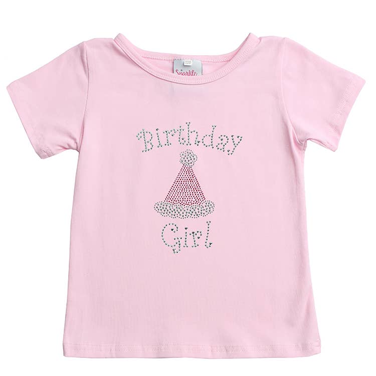 Sparkle Sisters by Couture Clips - Studded Birthday Girl short sleeve tee: 5 / Pink
